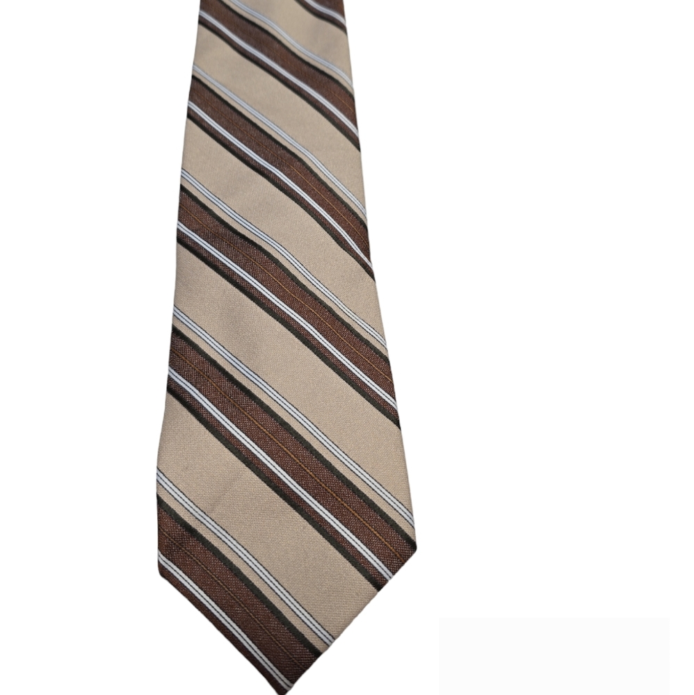 Vintage Christian Dior Monsieur Men silk Brown striped Neck Tie